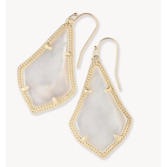 Alex Gold Drop Earrings in Ivory Pearl - Picture 3 of 3